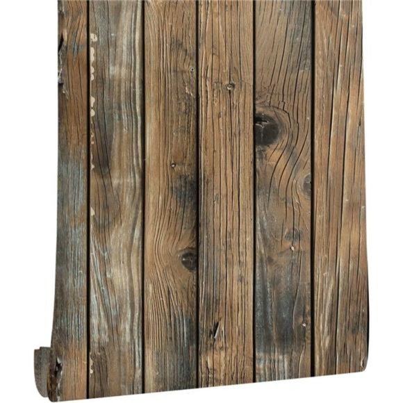Homease Wood Grain Contact Paper – 23.6” X 196” Self-Adhesive Peel & Stick Wallpaper, Removable Vinyl Film For Shelves, Cabinets, Countertops, Furniture (Thick 0.38mm, Grid Backing)